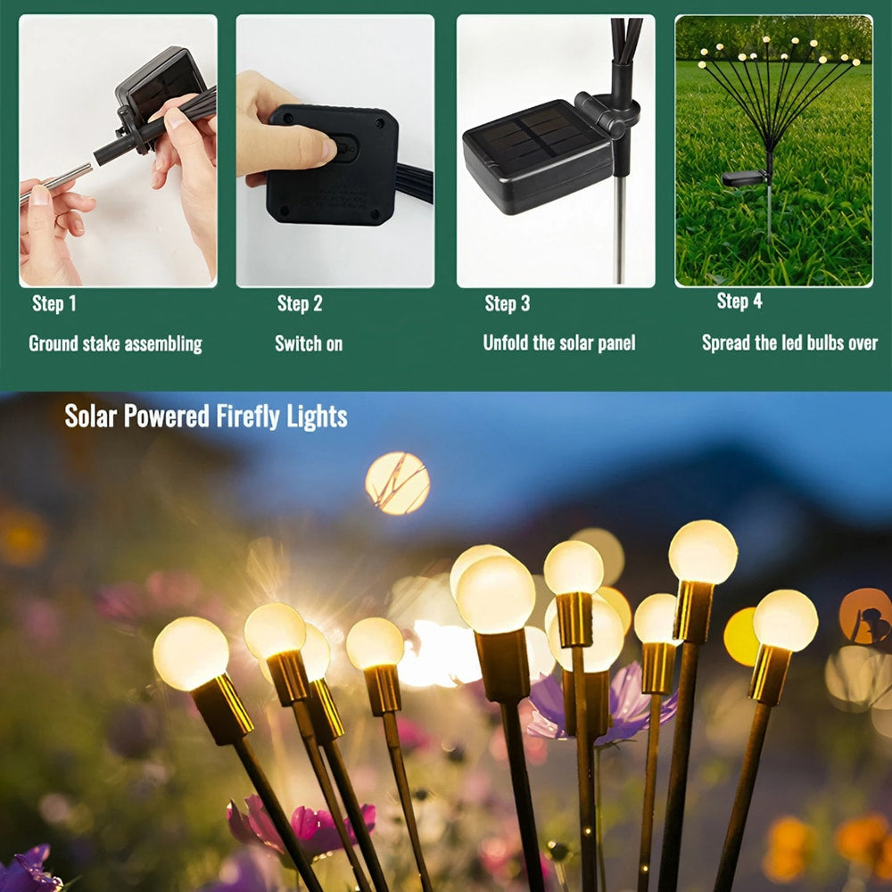 Garden Firefly Lights (Pack of 2) – Solar Stake Lights, 70 cm, 6 LED
