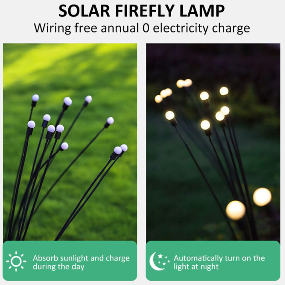 Garden Firefly Lights (Pack of 2) – Solar Stake Lights, 70 cm, 6 LED