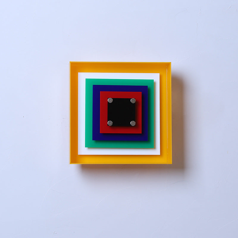 Geometric Acrylic Wall Sconce - Memphis Bauhaus Style LED Wall Lamp - Square Design - Image 1