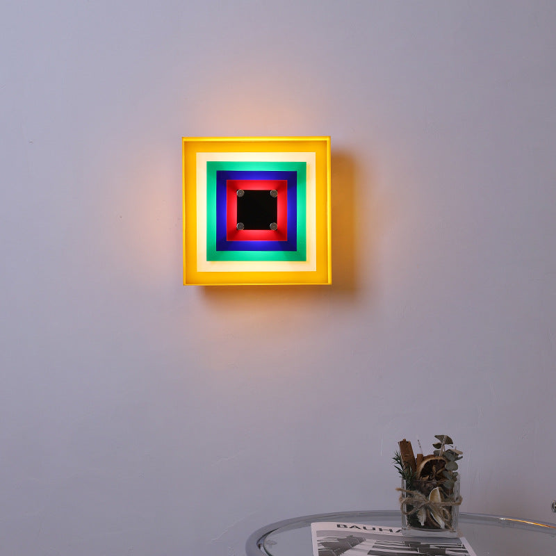Geometric Acrylic Wall Sconce - Memphis Bauhaus Style LED Wall Lamp - Square Design - Image 3