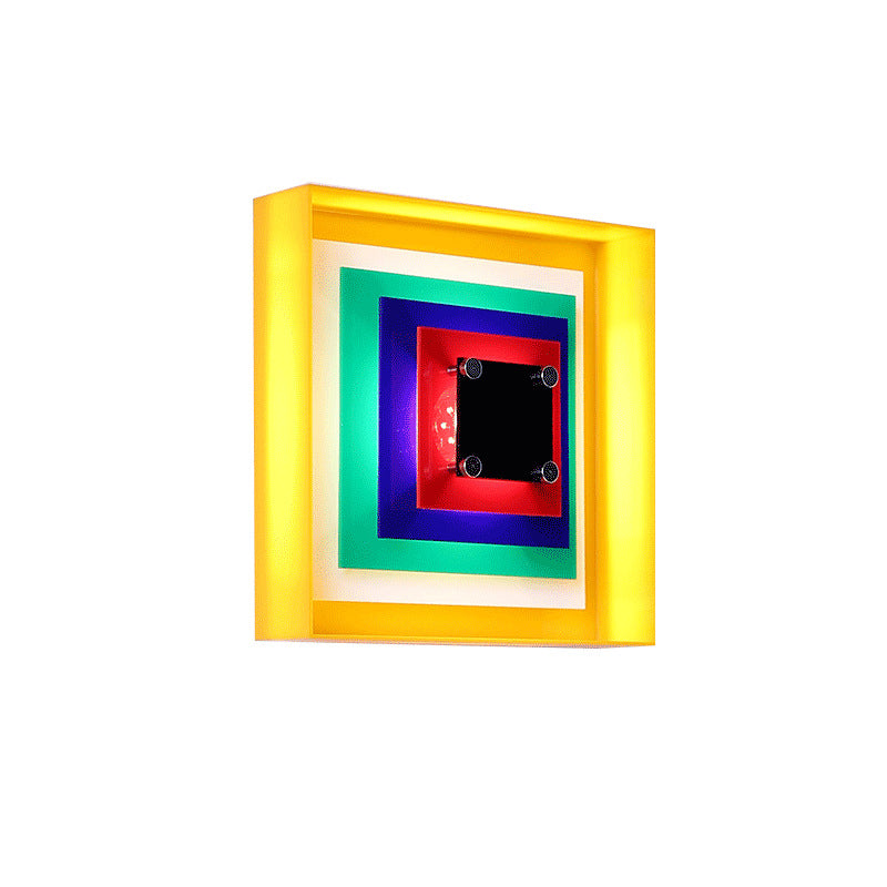 Geometric Acrylic Wall Sconce - Memphis Bauhaus Style LED Wall Lamp - Square Design - Image 4