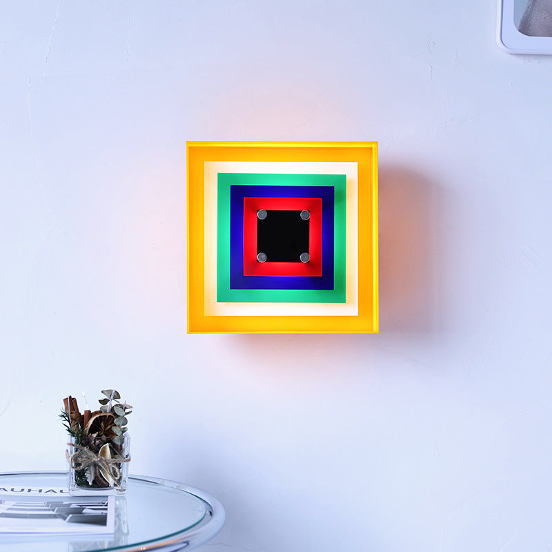 Geometric Acrylic Wall Sconce - Memphis Bauhaus Style LED Wall Lamp - Square Design - Image 5