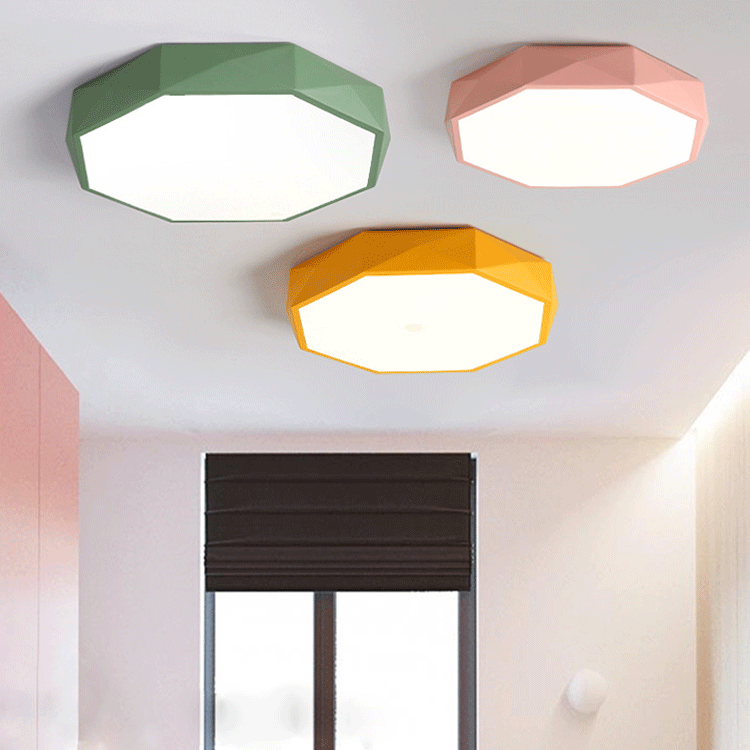 Geometric Iron LED Ceiling Light - Modern Flush Mount Lighting - Image 2