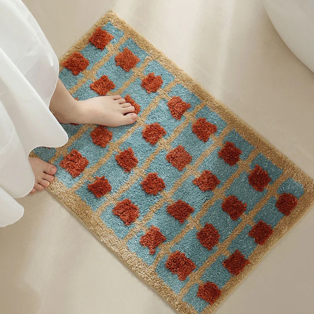 Geometric Plush Bath Mat - Moroccan Retro Style - 80x50cm - Image 2