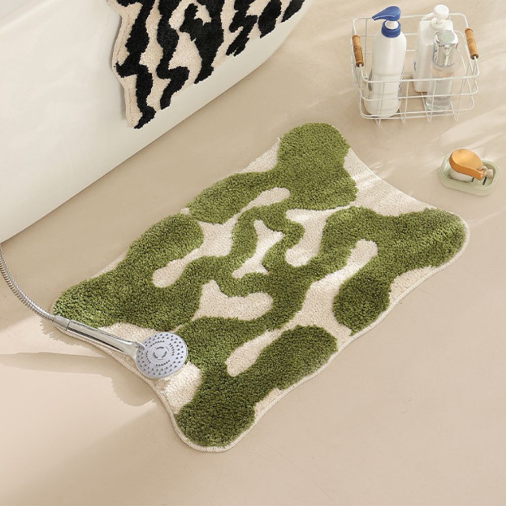 Geometric Plush Bath Mat - Moroccan Retro Style - 80x50cm - Image 3