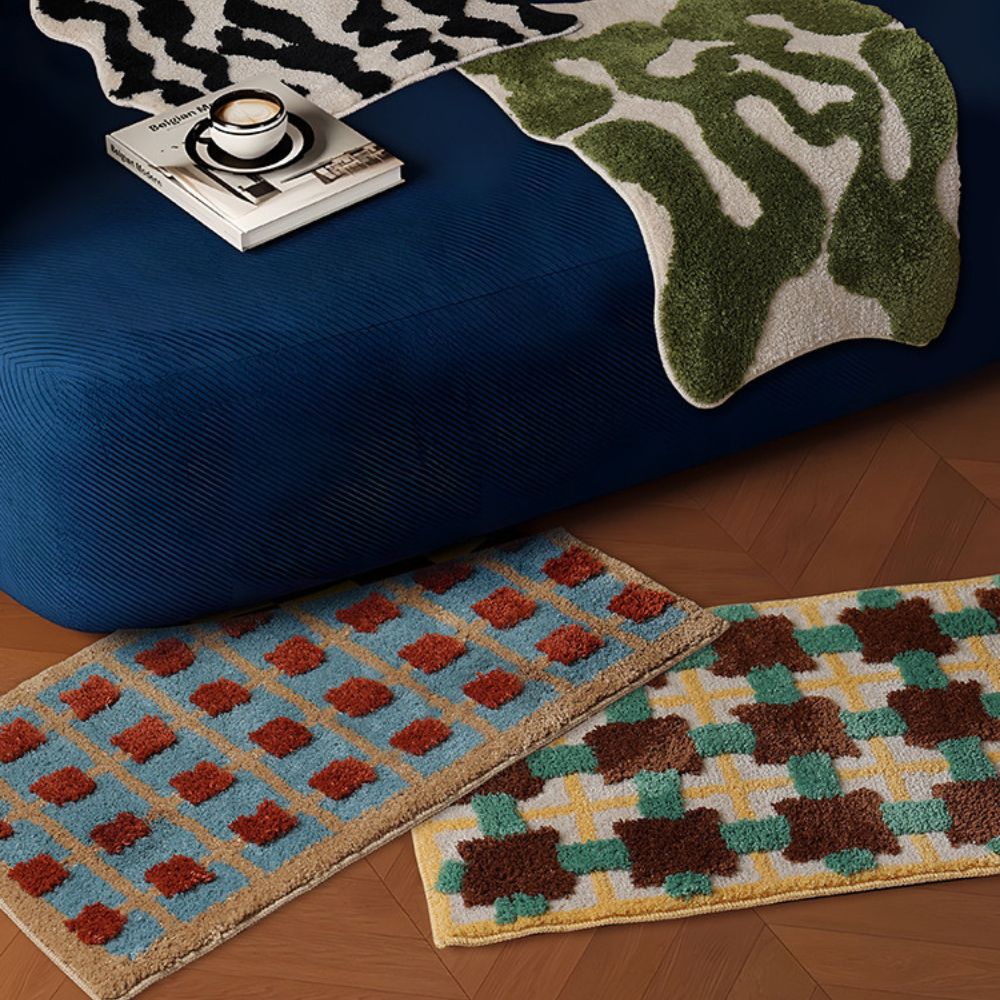 Geometric Plush Bath Mat - Moroccan Retro Style - 80x50cm - Image 4