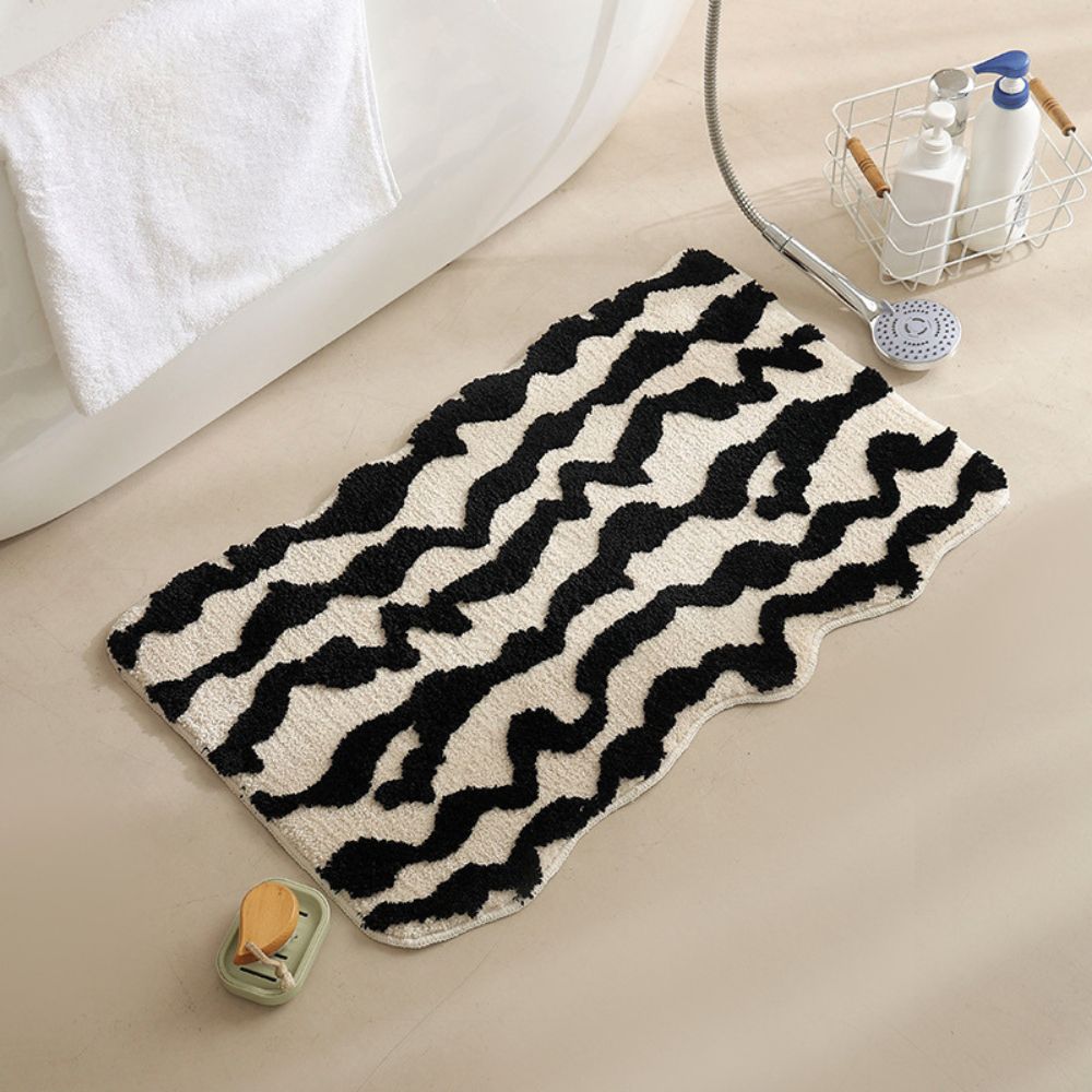 Geometric Plush Bath Mat - Moroccan Retro Style - 80x50cm - Image 7