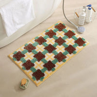 Geometric Plush Bath Mat - Moroccan Retro Style - 80x50cm