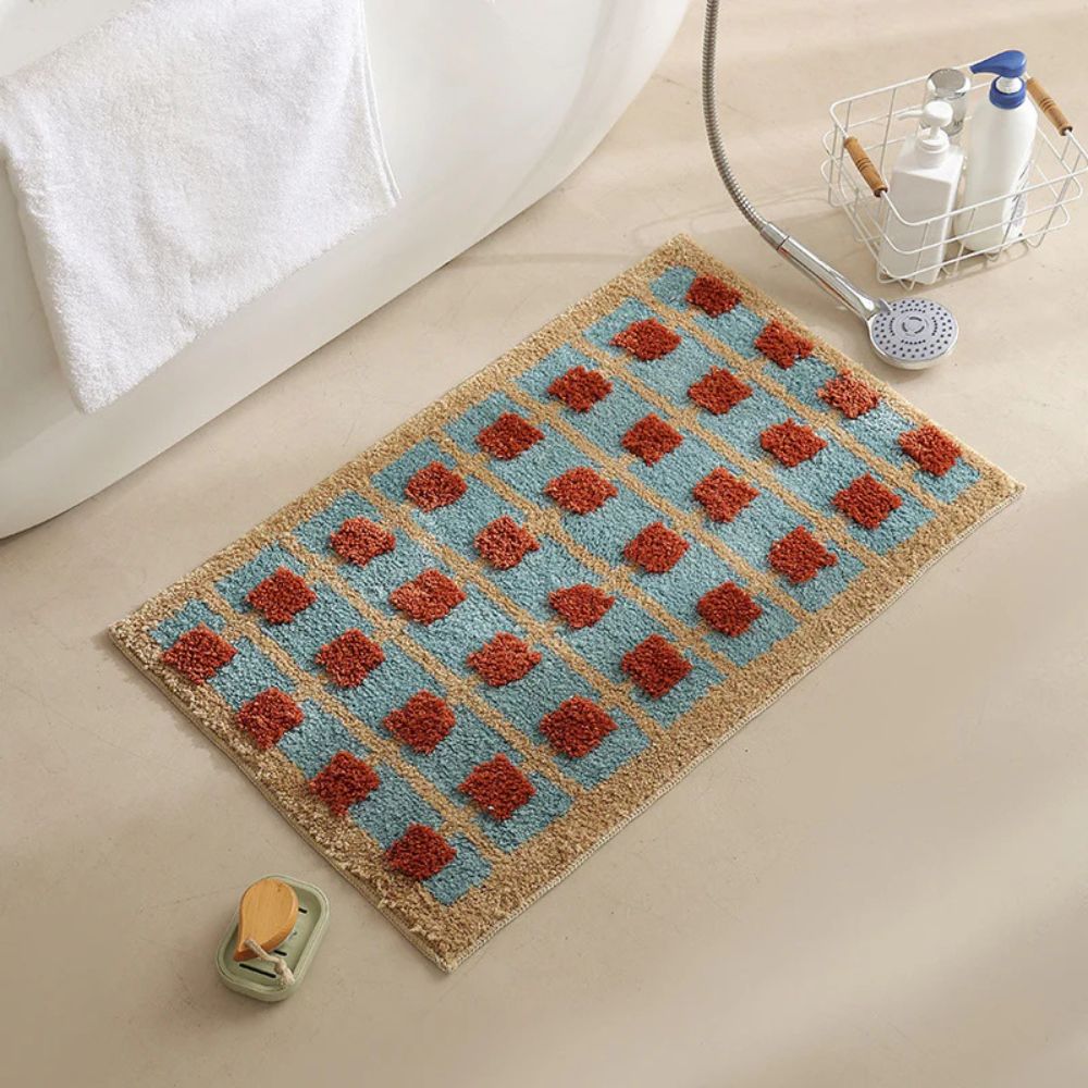 Geometric Plush Bath Mat - Moroccan Retro Style - 80x50cm - Image 9