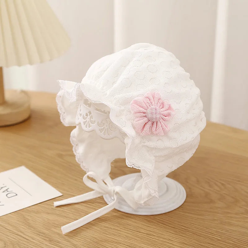 Girls' Lace Ruffle Baby Bonnet Hat - Breathable Summer Infant Sun Cap