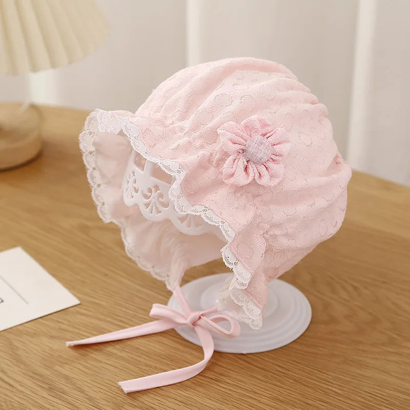Girls' Lace Ruffle Baby Bonnet Hat - Breathable Summer Infant Sun Cap