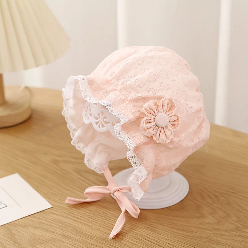 Girls' Lace Ruffle Baby Bonnet Hat - Breathable Summer Infant Sun Cap