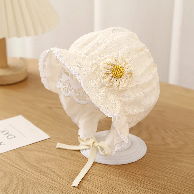 Girls' Lace Ruffle Baby Bonnet Hat - Breathable Summer Infant Sun Cap