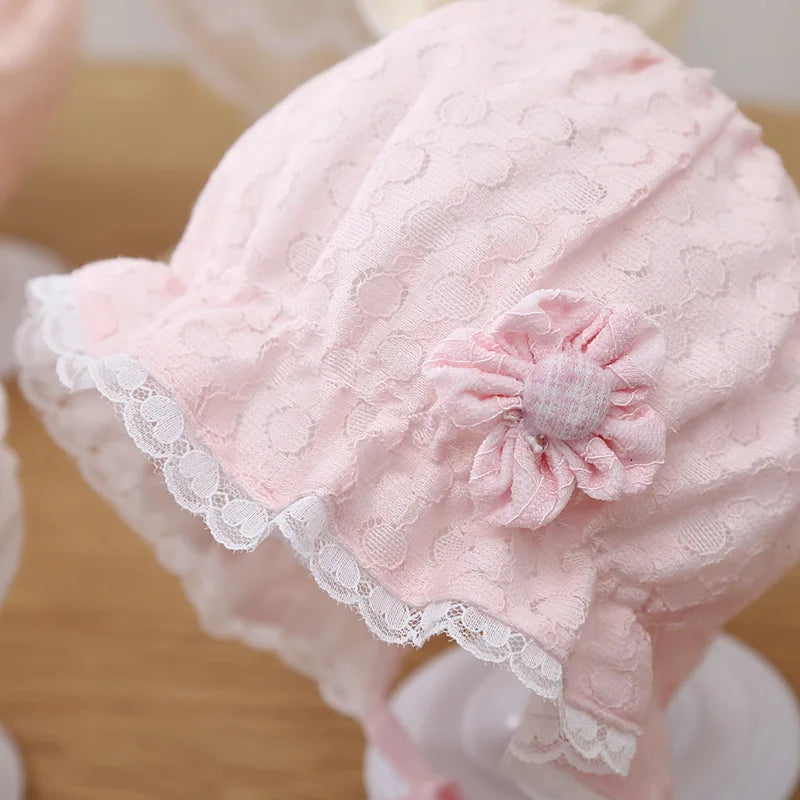 Girls' Lace Ruffle Baby Bonnet Hat - Breathable Summer Infant Sun Cap