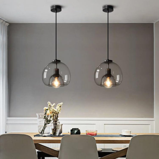 Glass Dome Pendant Light - Modern Style - Single Light - Adjustable Drop - Image 1