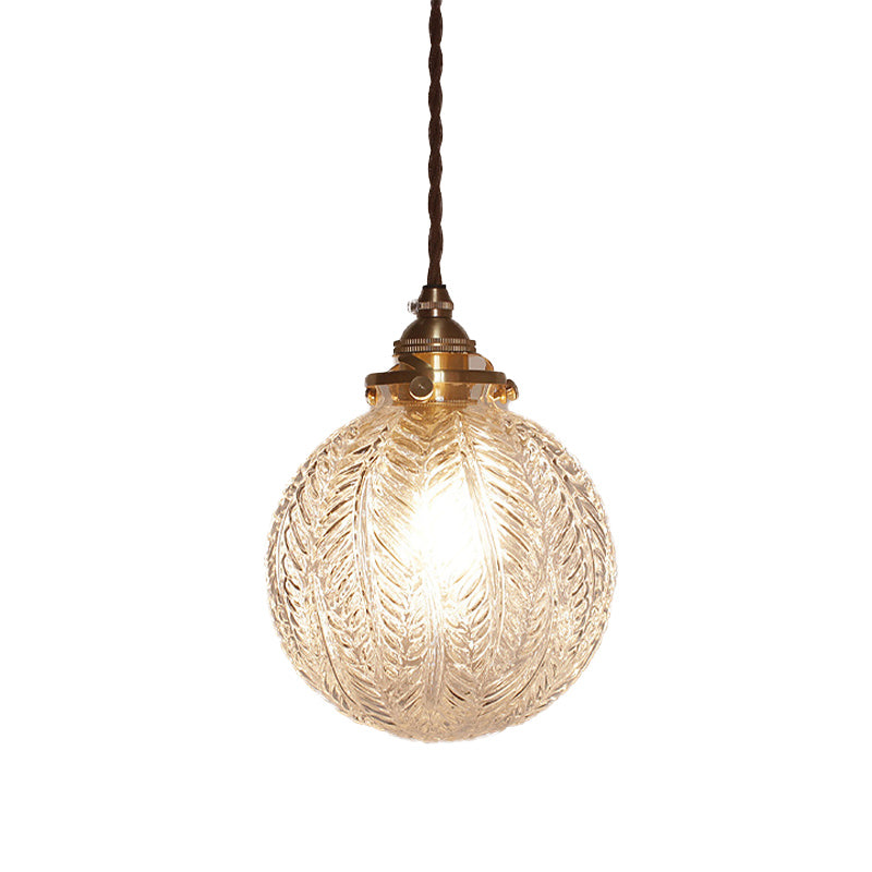 Glass Globe Pendant Light - Leaf Pattern - Modern Style - Hanging Lamp - Image 2