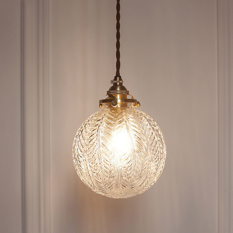 Glass Globe Pendant Light - Leaf Pattern - Modern Style - Hanging Lamp - Image 3