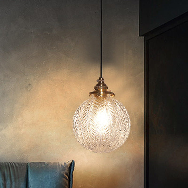 Glass Globe Pendant Light - Leaf Pattern - Modern Style - Hanging Lamp - Image 4