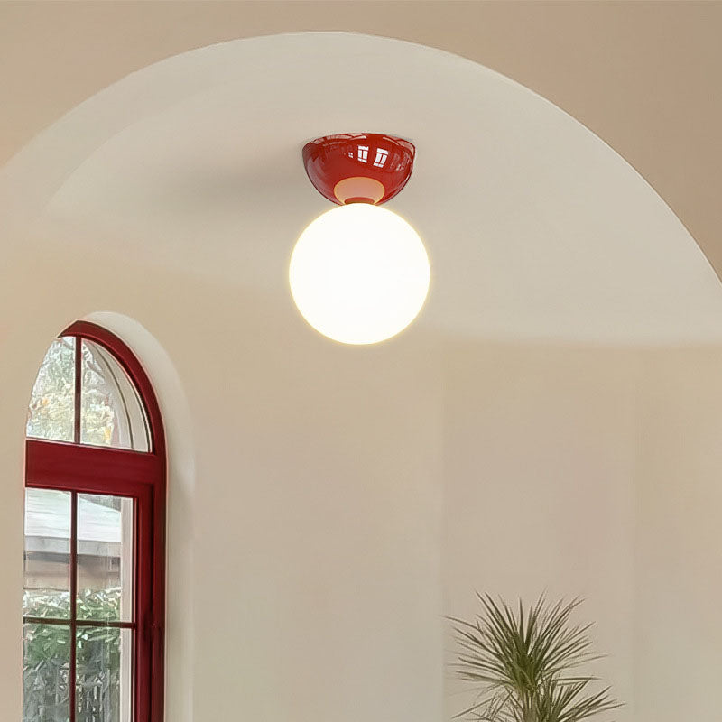 Glass Globe Semi-Flush Mount Ceiling Light - Scandinavian Style - Iron Body - Image 2