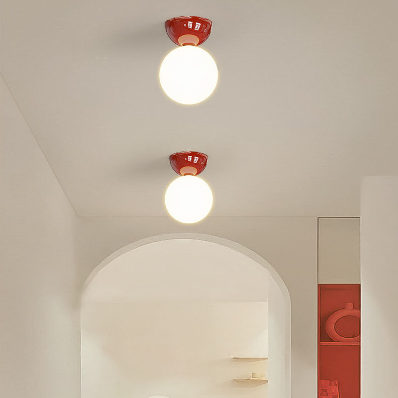 Glass Globe Semi-Flush Mount Ceiling Light - Scandinavian Style - Iron Body - Image 3