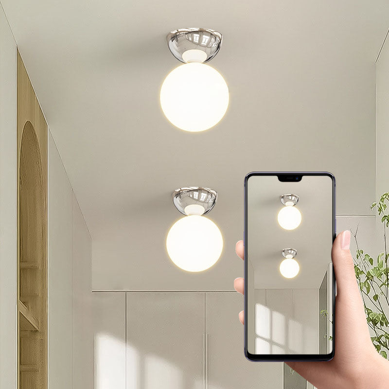 Glass Globe Semi-Flush Mount Ceiling Light - Scandinavian Style - Iron Body - Image 4