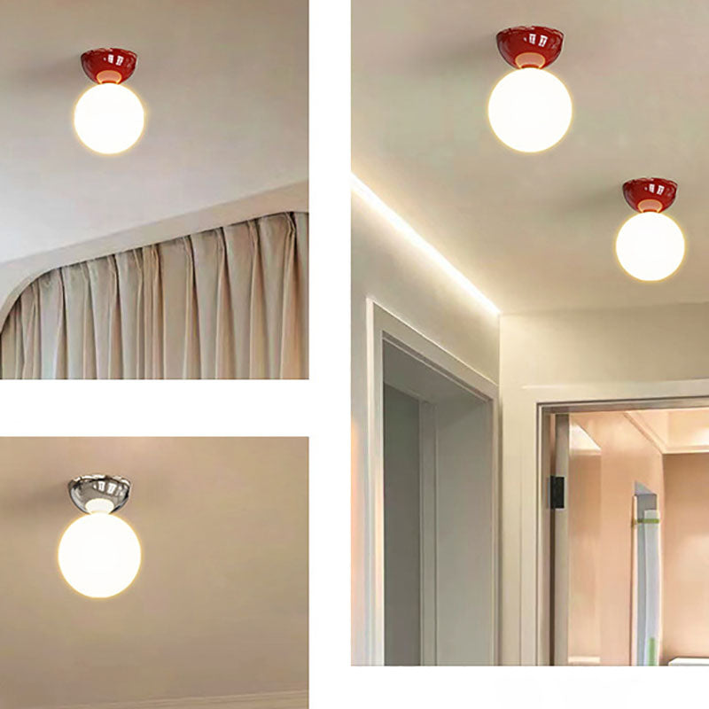 Glass Globe Semi-Flush Mount Ceiling Light - Scandinavian Style - Iron Body - Image 5