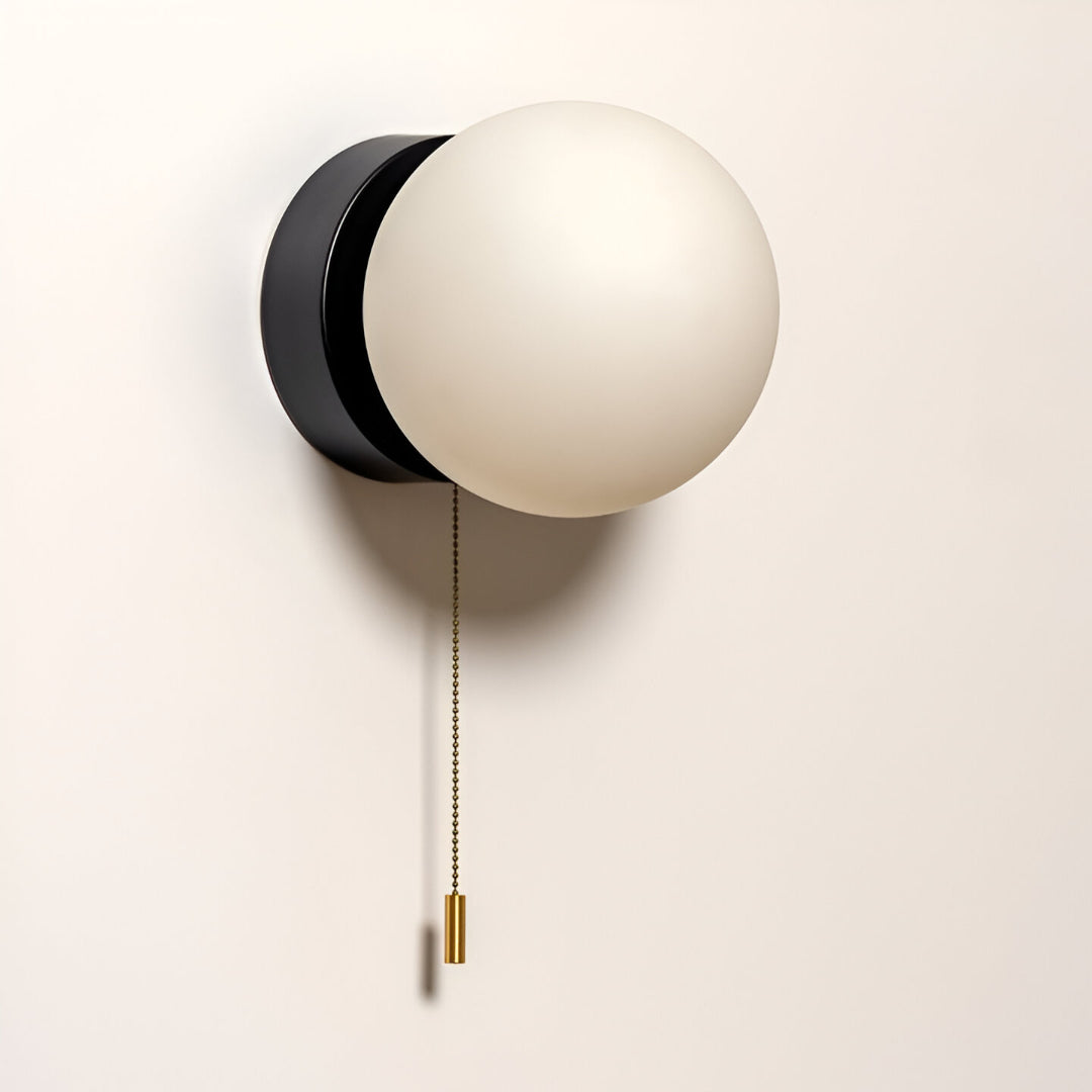 Glass Globe Wall Sconce - Minimalist Style - LED Lighting - Pull Cord Lamp - Image 1