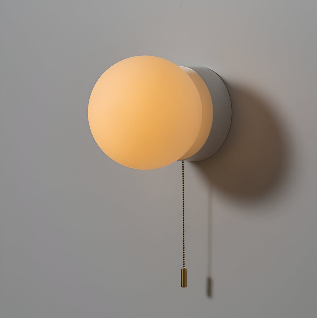 Glass Globe Wall Sconce - Minimalist Style - LED Lighting - Pull Cord Lamp - Image 3