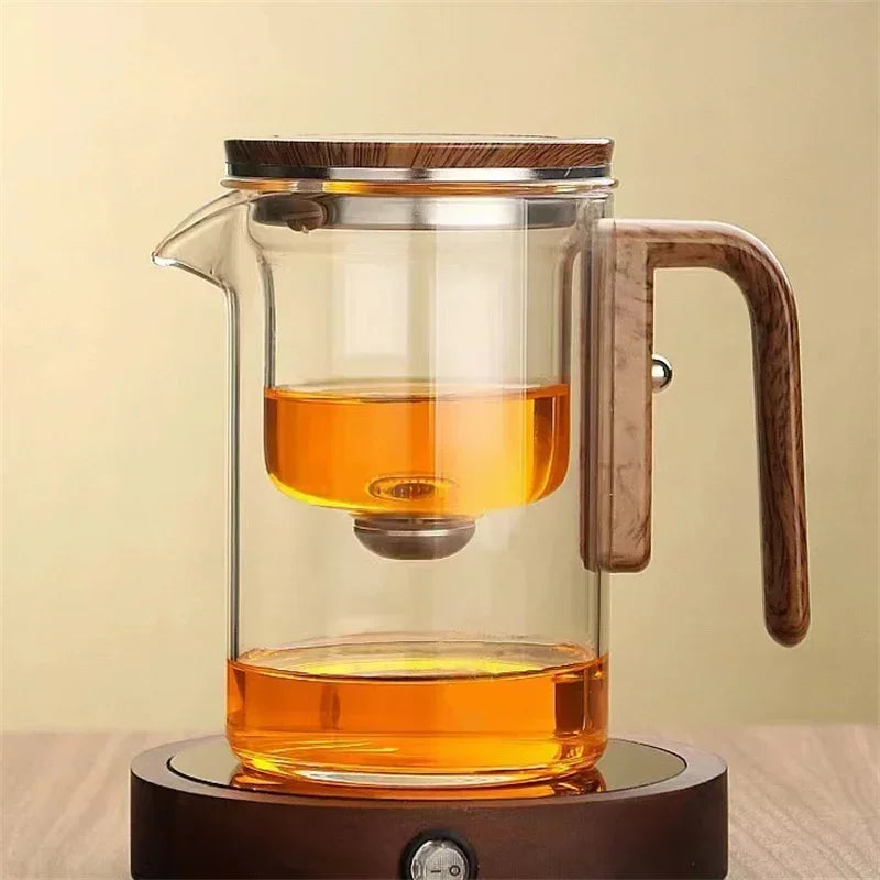 Glass Infuser Teapot - Wooden Accents - Modern Tea Brewing - Image 2