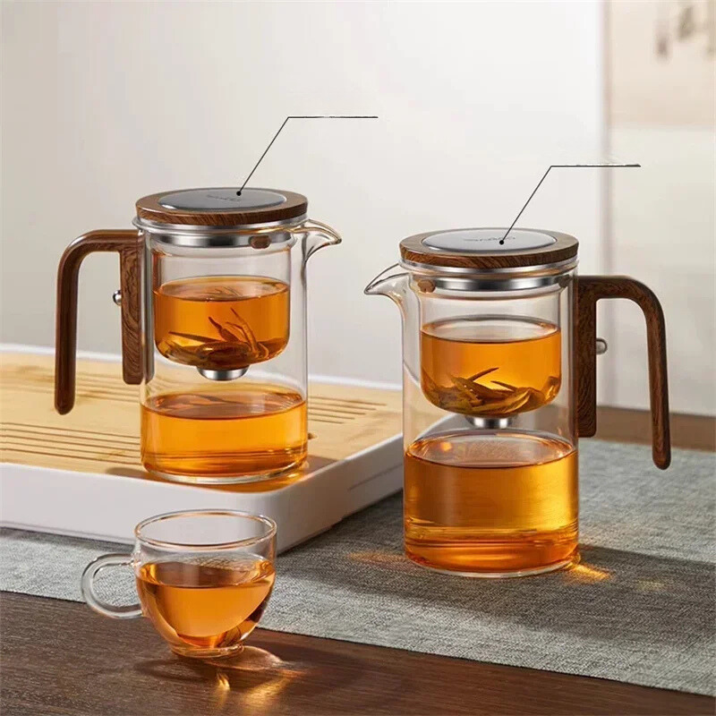 Glass Infuser Teapot - Wooden Accents - Modern Tea Brewing - Image 3