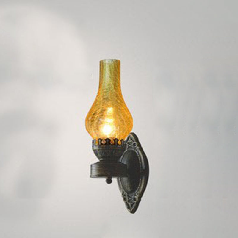 Glass Kerosene Style Wall Sconce - Iron Frame - Vintage Inspired - Image 1