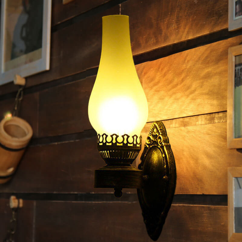 Glass Kerosene Style Wall Sconce - Iron Frame - Vintage Inspired - Image 2