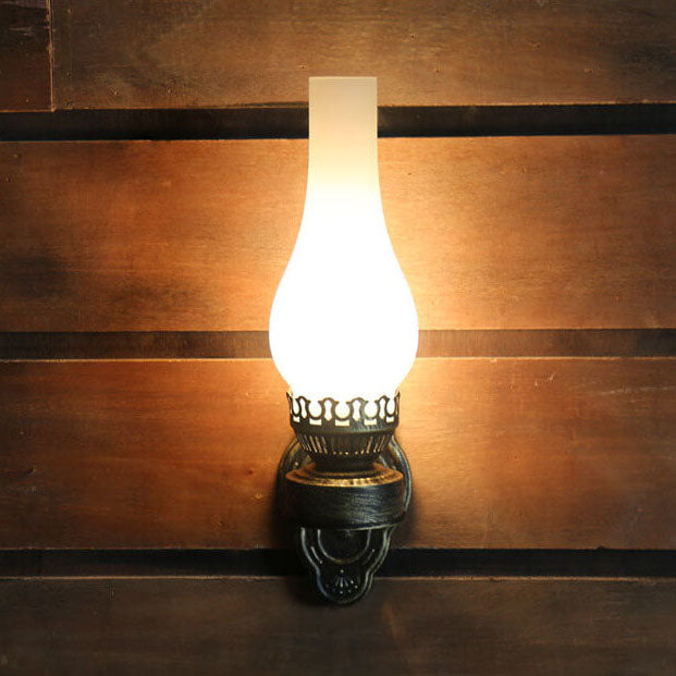Glass Kerosene Style Wall Sconce - Iron Frame - Vintage Inspired - Image 3