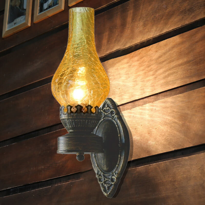 Glass Kerosene Style Wall Sconce - Iron Frame - Vintage Inspired - Image 4