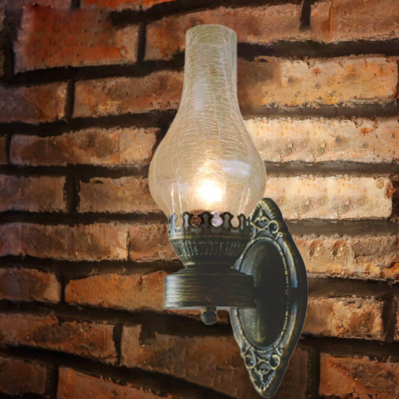 Glass Kerosene Style Wall Sconce - Iron Frame - Vintage Inspired - Image 5