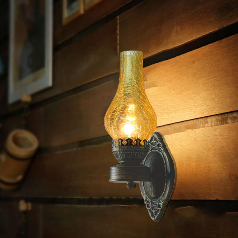Glass Kerosene Style Wall Sconce - Iron Frame - Vintage Inspired - Image 6