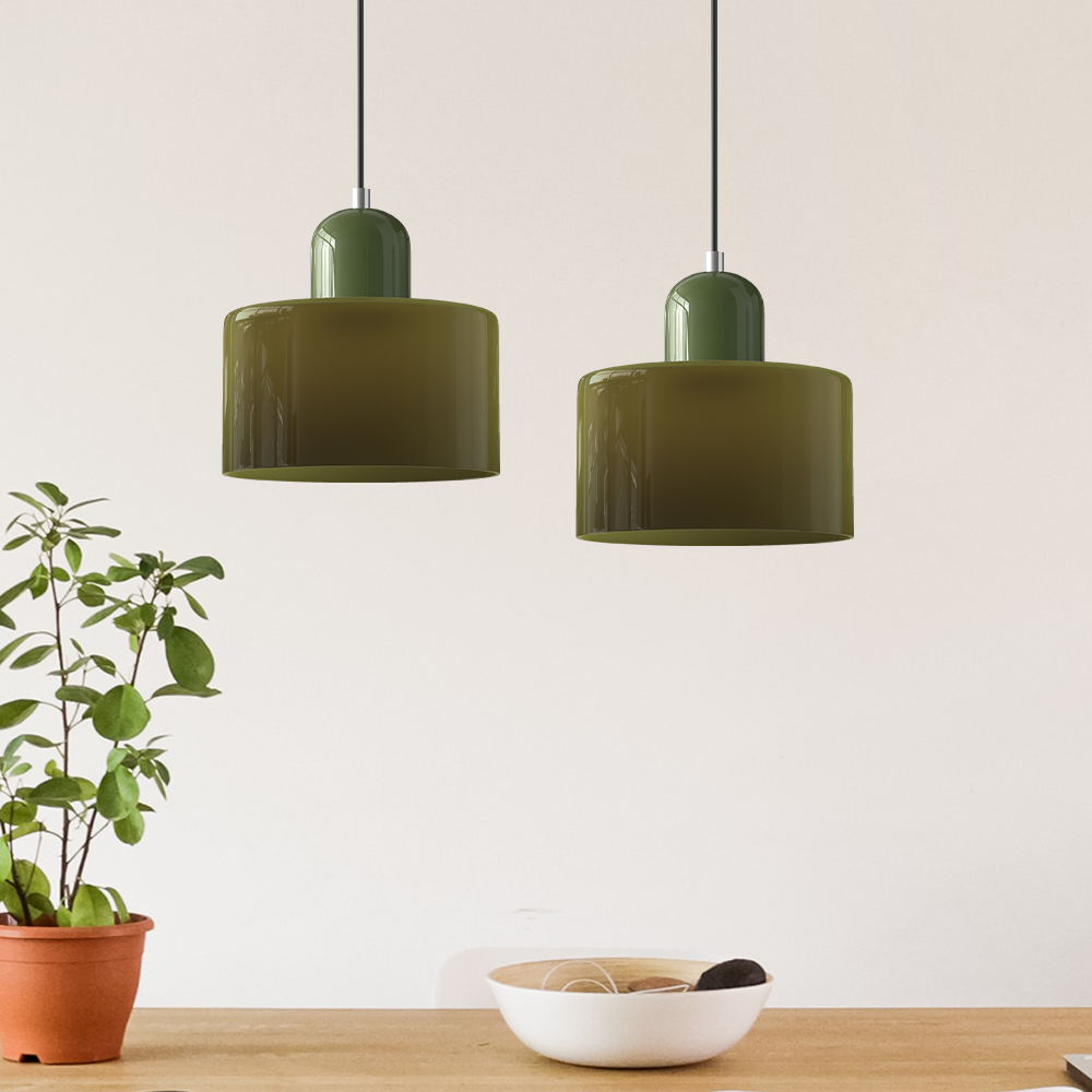 Glass Shade Pendant Light - Modern Cylinder Hanging Lamp - Elegant Interior Lighting - Image 4