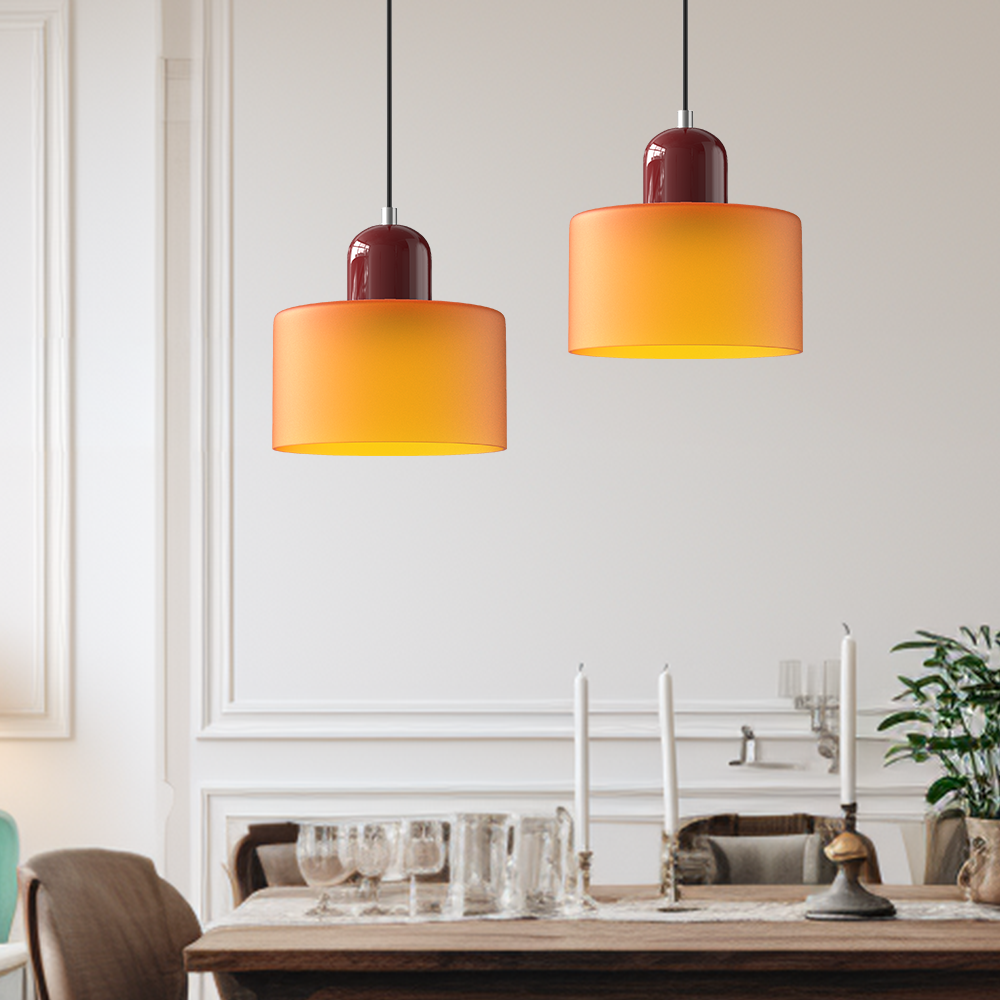 Glass Shade Pendant Light - Modern Cylinder Hanging Lamp - Elegant Interior Lighting - Image 5