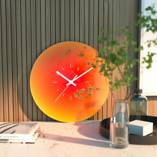 Glass Wall Clock - Modern Sunset Inspired Design - Image 1
