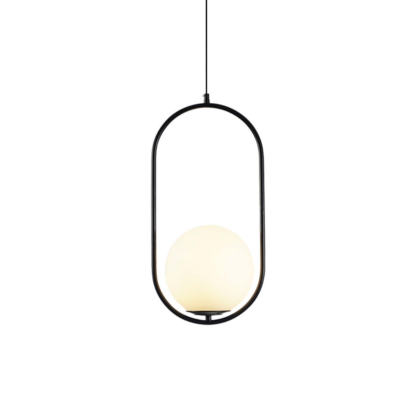 Globe Pendant Light - Brass or Black Metal Frame - Modern Industrial Hanging Lamp - Image 1