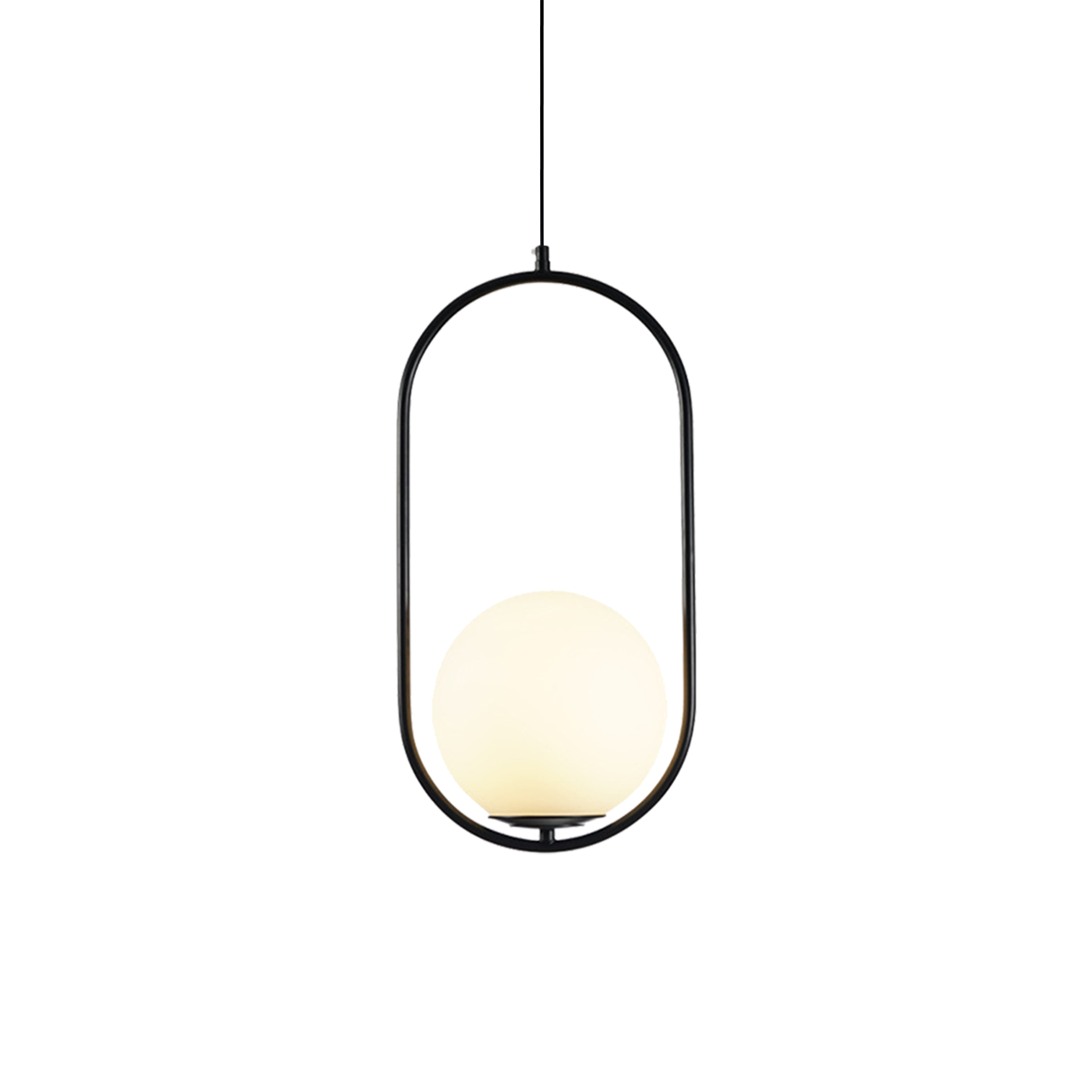 Globe Pendant Light - Brass or Black Metal Frame - Modern Industrial Hanging Lamp - Image 1