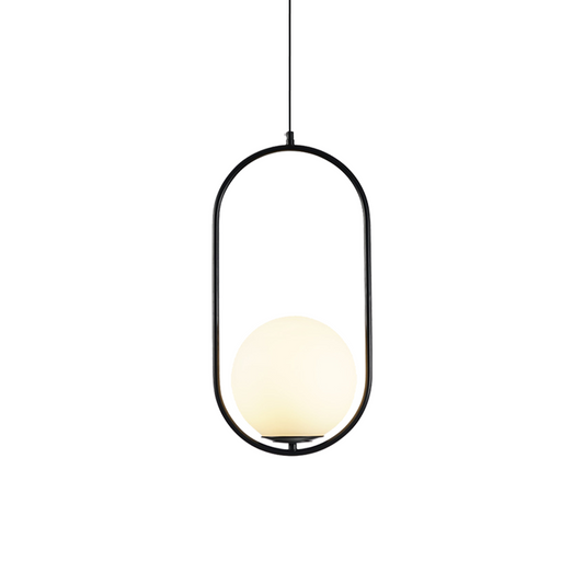 Globe Pendant Light - Brass or Black Metal Frame - Modern Industrial Hanging Lamp - Image 1