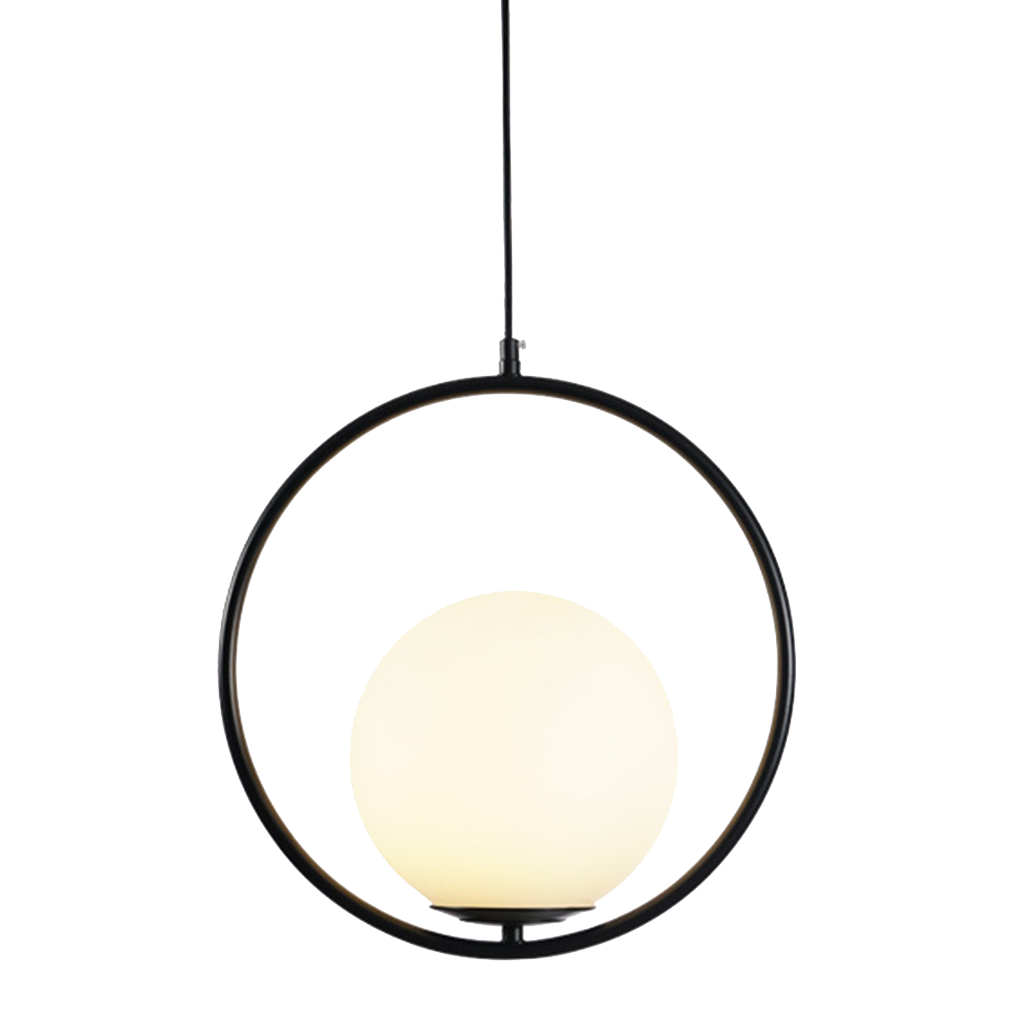 Globe Pendant Light - Brass or Black Metal Frame - Modern Industrial Hanging Lamp - Image 6