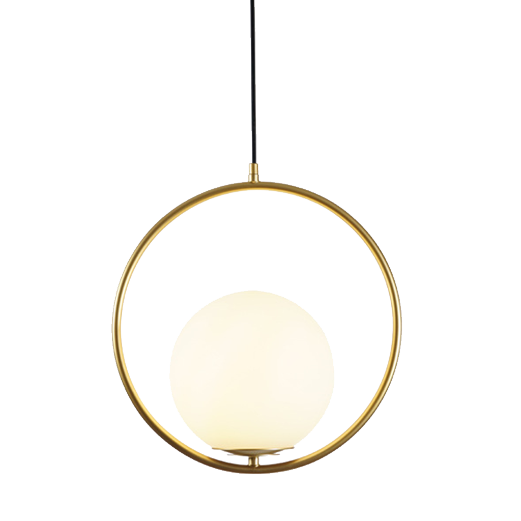 Globe Pendant Light - Brass or Black Metal Frame - Modern Industrial Hanging Lamp - Image 9