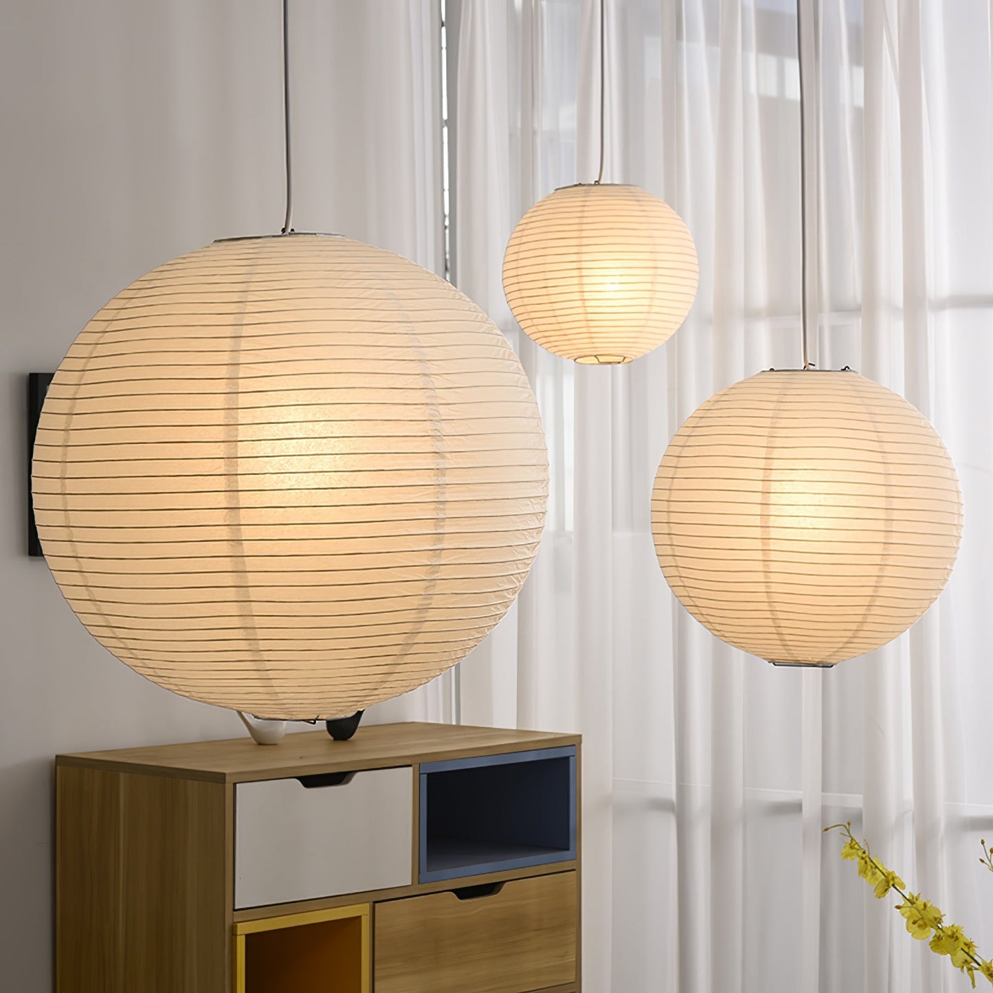 Globe Pendant Light - Round Paper Lantern - Stylish Hanging Lamp - Image 5