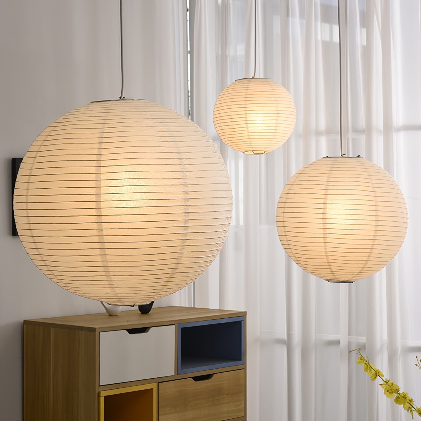 Globe Pendant Light - Round Paper Lantern - Stylish Hanging Lamp - Image 5