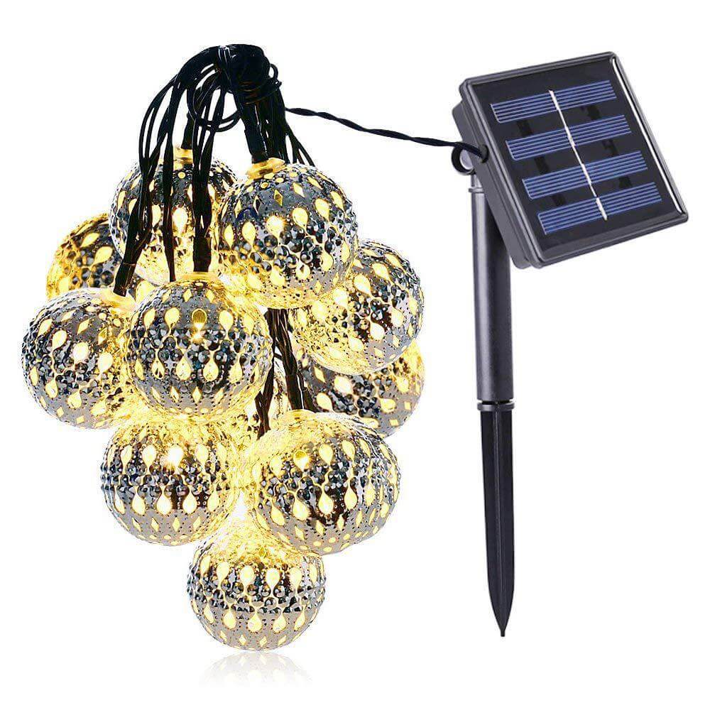 Globe String Lights - Metal - Solar Powered - Elegant Outdoor Lighting - Image 1