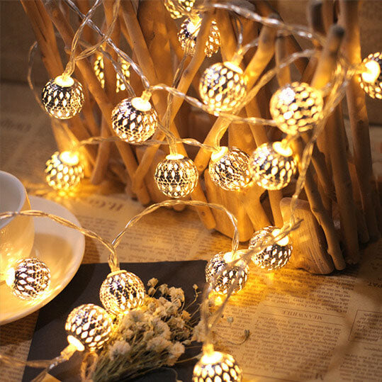 Globe String Lights - Metal - Solar Powered - Elegant Outdoor Lighting - Image 3