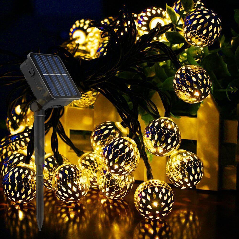 Globe String Lights - Metal - Solar Powered - Elegant Outdoor Lighting - Image 4