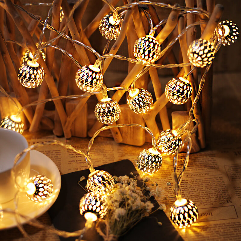 Globe String Lights - Metal - Solar Powered - Elegant Outdoor Lighting - Image 5